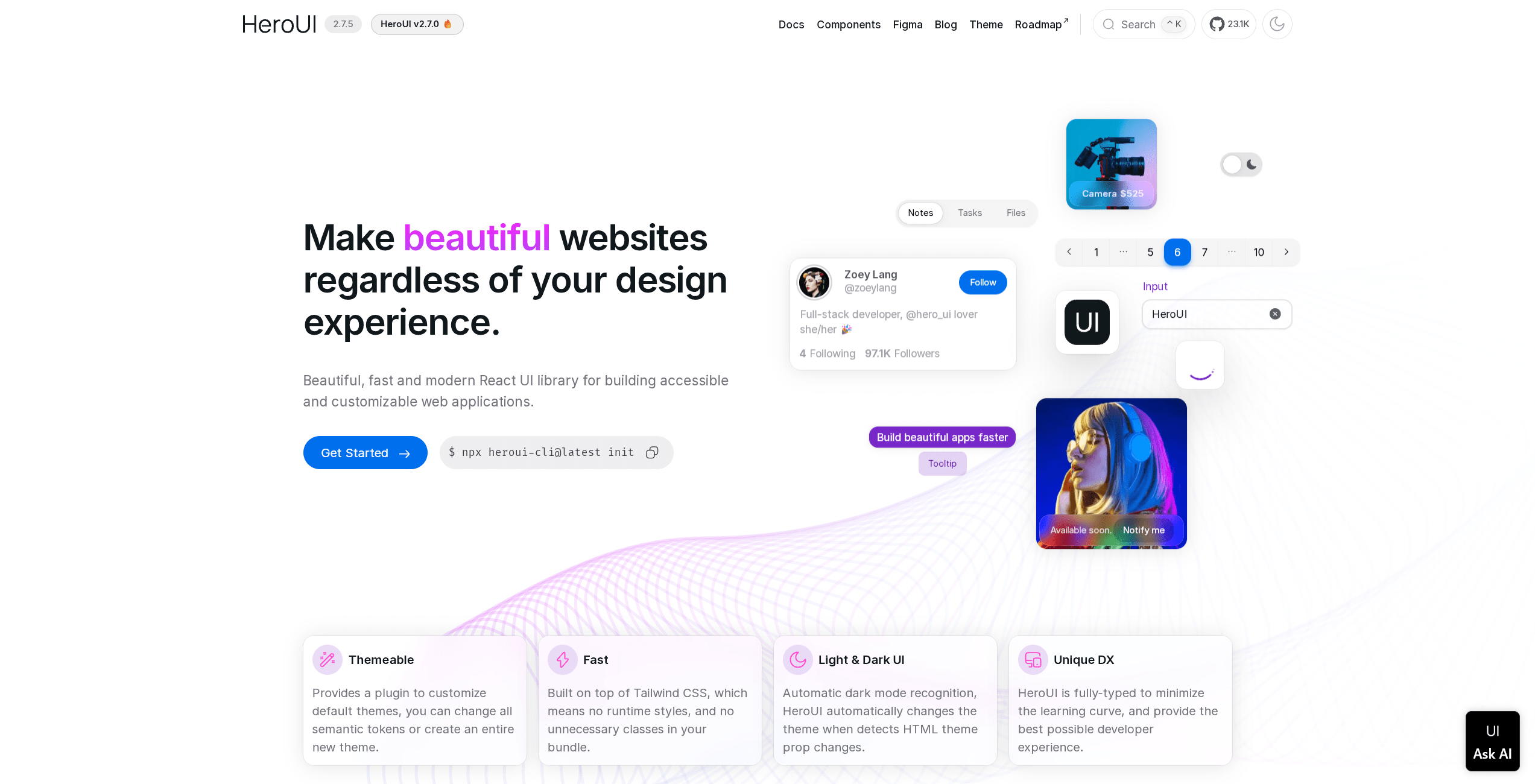 Hero React UI screenshot 1