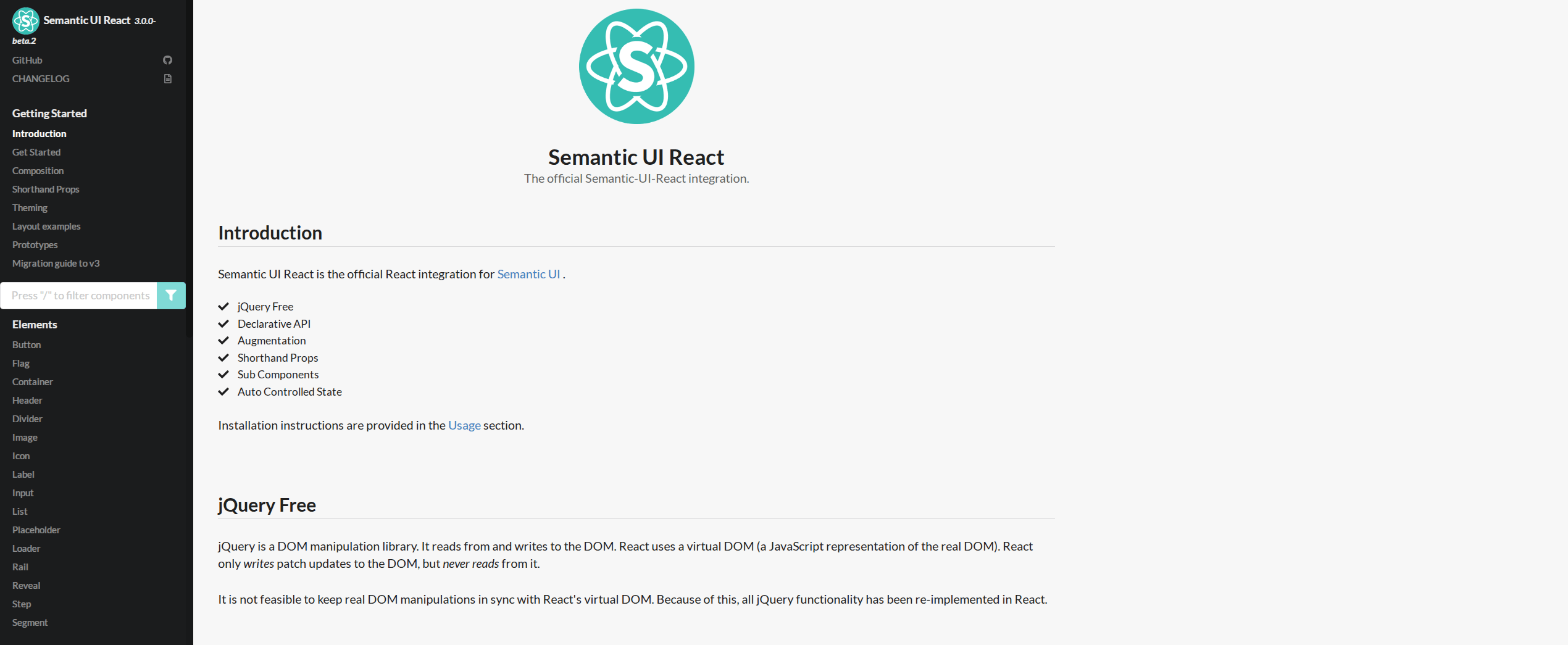 Semantic UI React screenshot 1